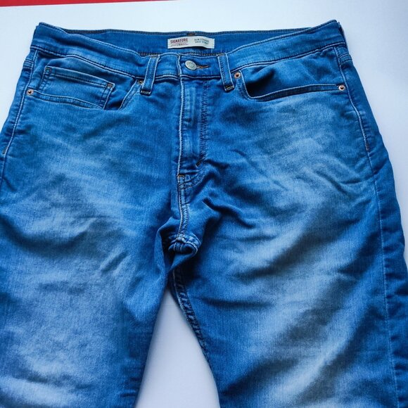 Signature by Levi Strauss jeans men's size W34/L30 denim blue slim straight - Picture 2 of 16
